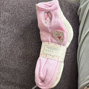 Rae Dunn Pink and Cream Heart Socks